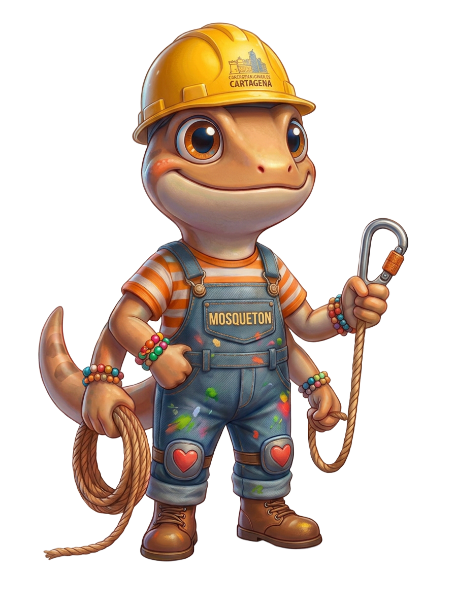 Mosquetón, personaje maestro de trabajo en alturas de Construcciones Cartagena